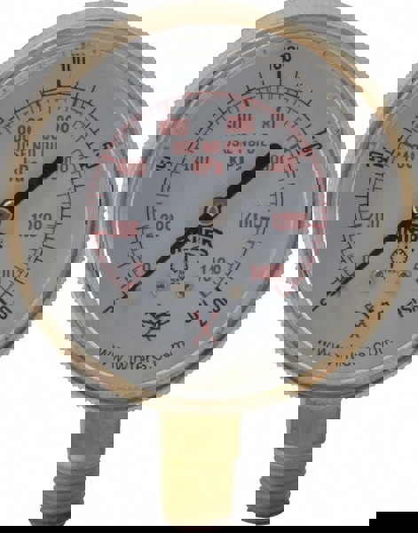 1/4 Inch NPT, 150 Max psi, Brass Case Cylinder Pressure Gauge