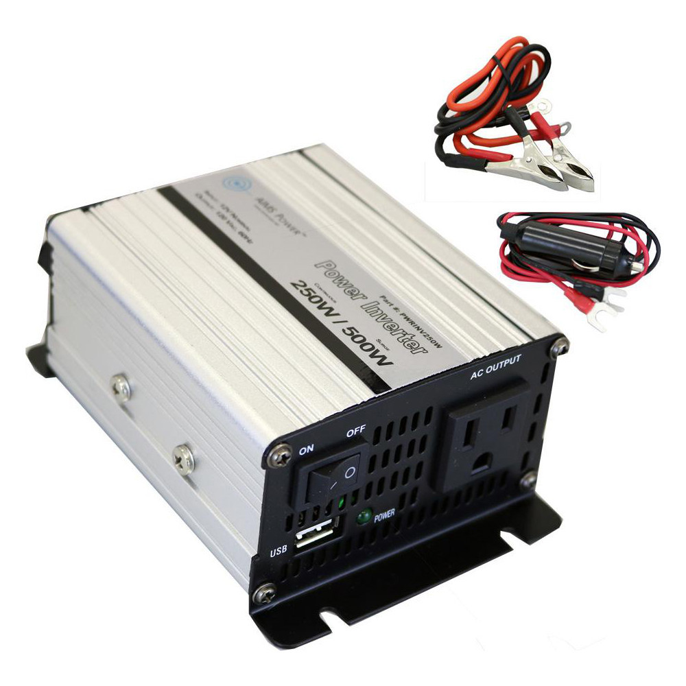 Power Inverters; Input Voltage: 0.00 ; Output Voltage: 120 ; Continuous Output Power: 250 ; Peak Output Power: 500 ; Maximum Input Current Rating: 15.5 ; Output Amperage: 2.08
