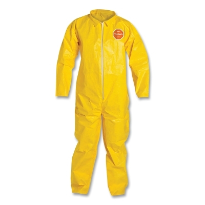 Disposable Coveralls: Splash & Chemical Protection, Size X-Large, 2.5000 oz, Tychem 2000, Stormflaps Closure