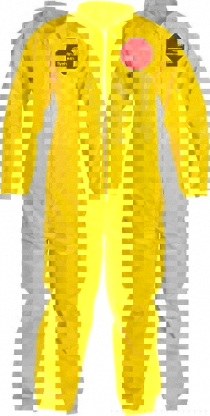 Disposable Coveralls: Size X-Large, 2.5 oz, PE Film, Zipper Closure