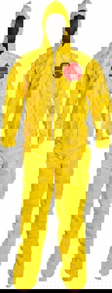 Disposable Coveralls: Size Medium, 2.5 oz, PE Film, Zipper Closure