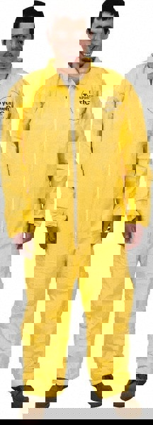 Disposable Coveralls: Size 2X-Large, 2.5 oz, PE Film, Zipper Closure