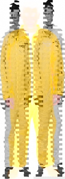 Disposable Coveralls: Size Medium, 2.5 oz, PE Film, Zipper Closure