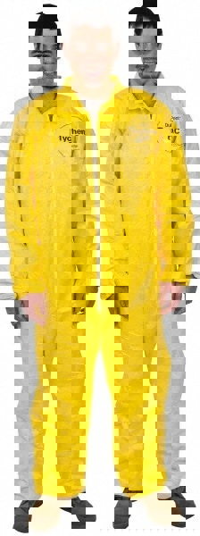 Disposable Coveralls: Size X-Large, 2.5 oz, PE Film, Zipper Closure