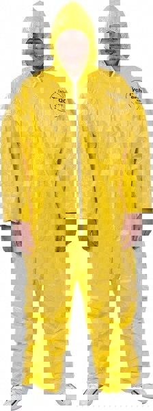 Disposable Coveralls: Size 4X-Large, 2.5 oz, PE Film, Zipper Closure