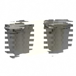 Polyethylene Attached-Lid Storage Tote: 60 lb Capacity