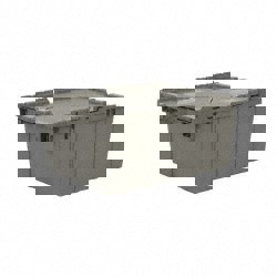 Polyethylene Attached-Lid Storage Tote: 60 lb Capacity