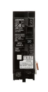 20A 1 POLE TYPE QPF2 GFCI CB