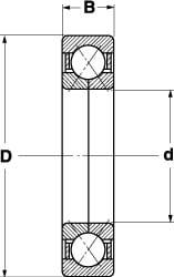 Angular Contact Ball Bearing: 65 mm Bore Dia, 140 mm OD, 33 mm OAW, Without Flange