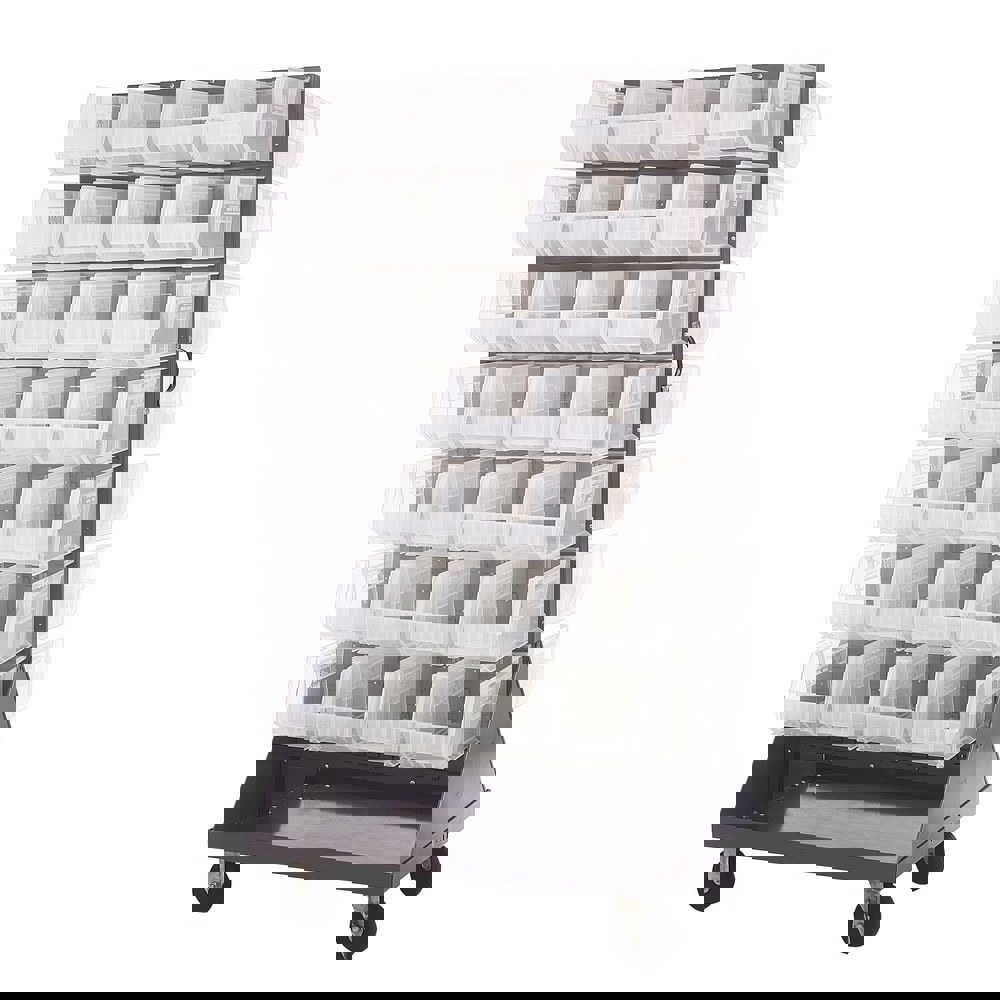 56 Bin Mobile Louvered Rack with Ultra Bins