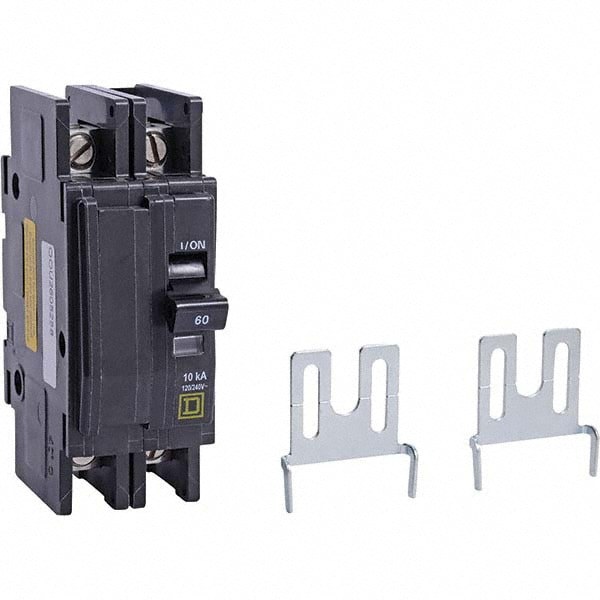 60 Amp, 120/240 VAC, 2 Pole, DIN Rail Mounted, Flush Mount, Surface Mount Miniature Circuit Breaker