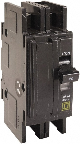 45 Amp, 120/240 VAC, 2 Pole, DIN Rail Mounted, Flush Mount, Surface Mount Miniature Circuit Breaker