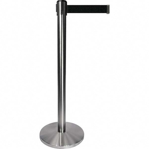 Free Standing Retractable Barrier Post: Metal Post, Plastic Base