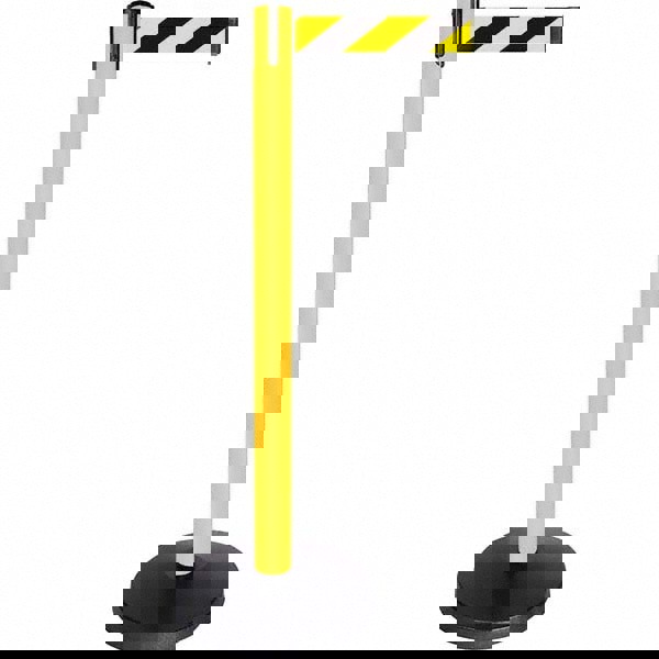 Free Standing Retractable Barrier Post: Metal Post, Plastic Base