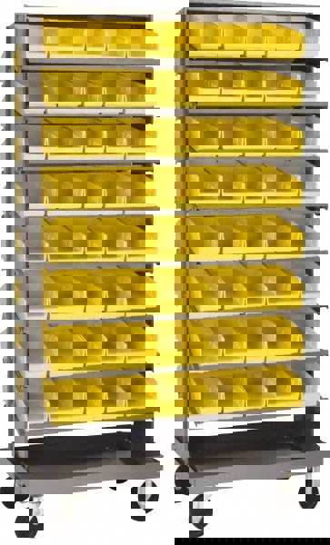 Floor Pick Rack: Double-Sided Mobile Pick Rack Unit with Shelf Bins, 800 lb Capacity, 27