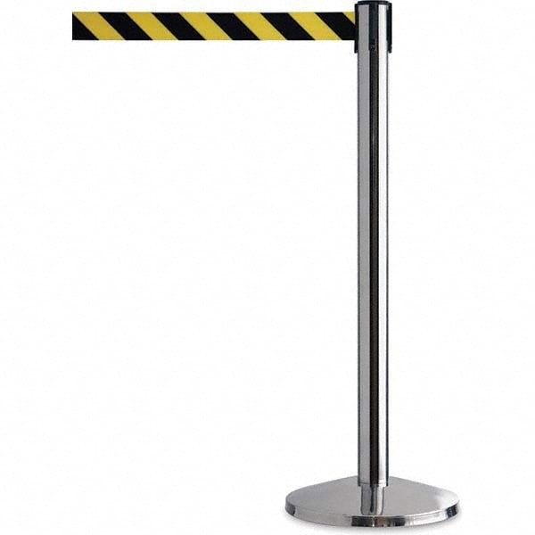 Free Standing Retractable Barrier Post: Metal Post, Plastic Base