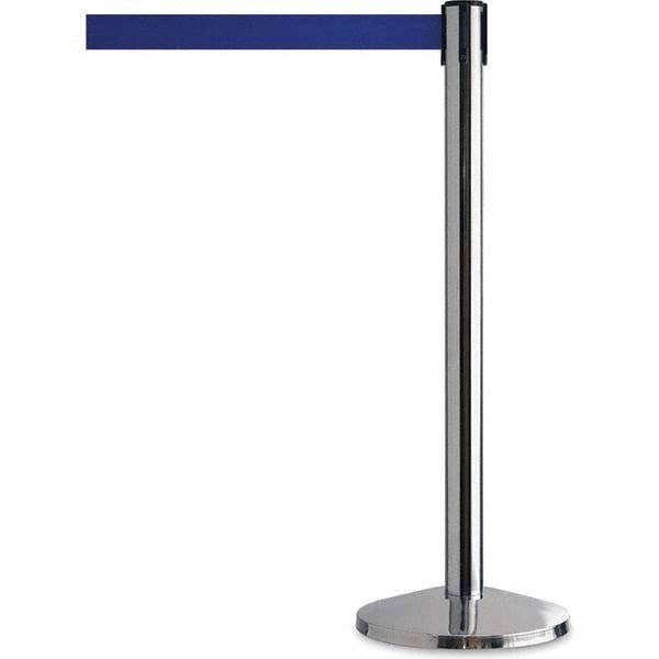 Free Standing Retractable Barrier Post: Metal Post, Plastic Base