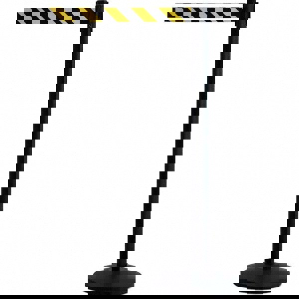 Free Standing Retractable Barrier Post: Metal Post, Plastic Base