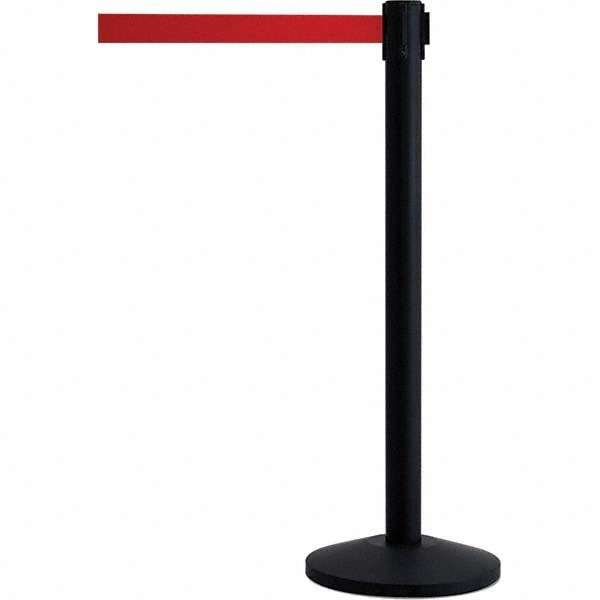 Free Standing Retractable Barrier Post: Metal Post, Plastic Base