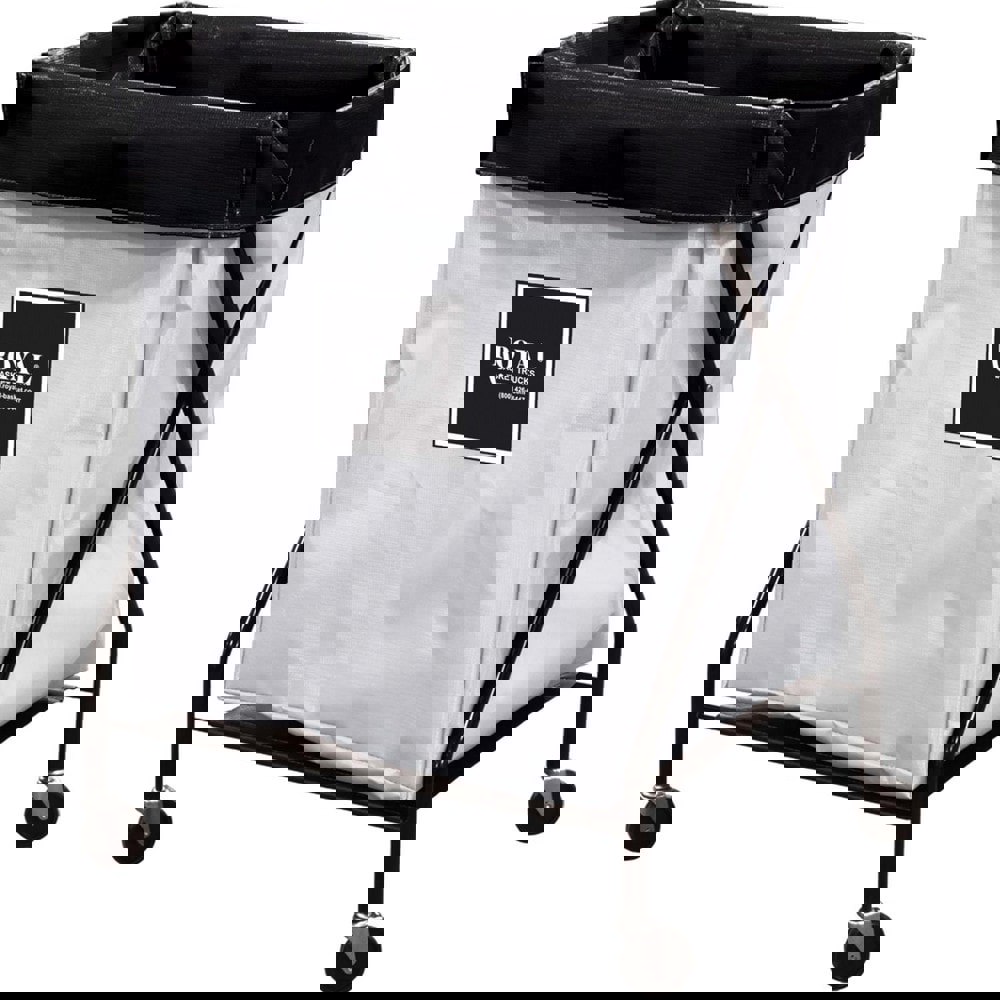 Hoppers & Basket Trucks; Overall Height (Decimal Inch): 35.5000in ; Color: White ; Wheel Configuration: (4) Swivel ; Additional Information: Vinyl with a Durable Steel Tubular Frame ; Includes: Frame with Casters & Bag ; UNSPSC Code: 24101500