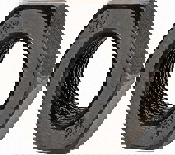 Heavy Hex Nut: M16x2, Grade 2H Steel, Bright/Uncoated Finish