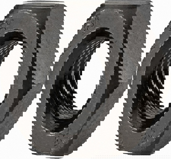 Heavy Hex Nut: M24x3, Grade 2H Steel, Bright/Uncoated Finish