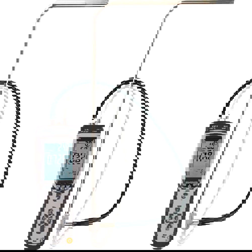 Airflow Meters & Thermo-Anemometers; Maximum Air Velocity ft/min (Feet): 15733; Min Air Velocity ft/min (Feet): 200; Min Air Velocity km/hr: 1.000; Min Air Velocity knots: 2.000; Min Air Velocity mph: 2.2400; Maximum Air Velocity km/hr: 288.0; Maximum Air
