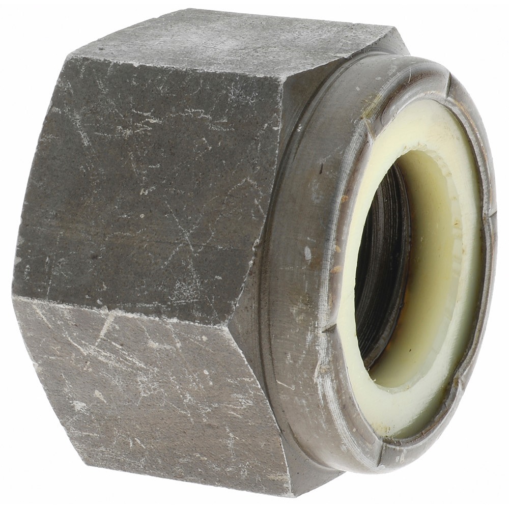 Hex Lock Nut: Insert, Nylon Insert, 1-8, Grade 2 Steel, Uncoated