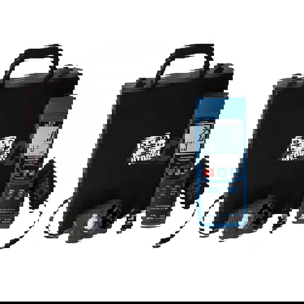 Airflow Meters & Thermo-Anemometers; Maximum Air Velocity ft/min (Feet): 5906; Min Air Velocity ft/min (Feet): 79; Resolution: 0.1 m/s, km/h, mph, knot, 1 fpm; Maximum Measuring Range (Deg F): 122.000; Measures or Tests: Temperature; Light; Humidity; Air