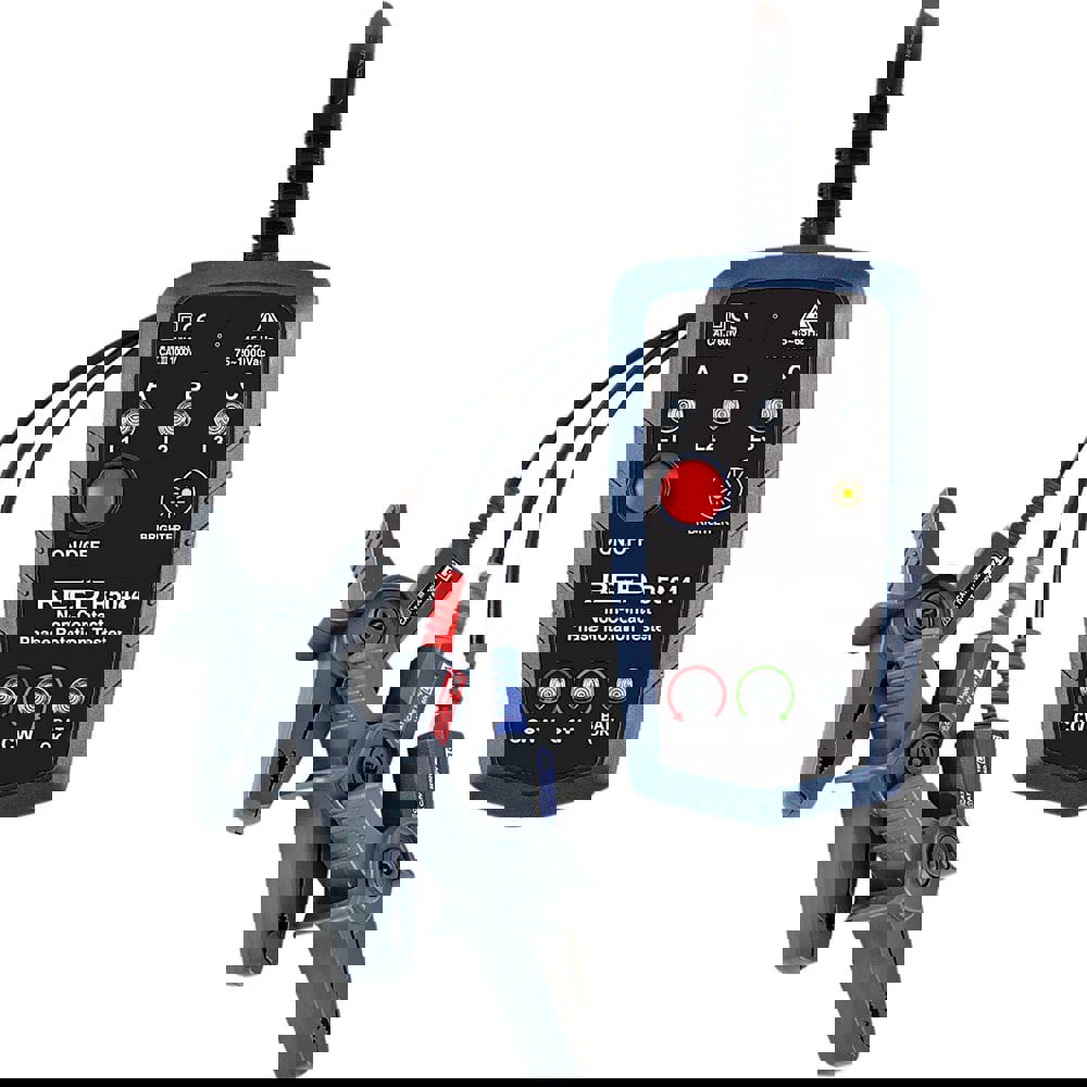 Phase Rotation Testers; Number of Phases: 3; Maximum Voltage: 1000V AC; Minimum Voltage: 75 VAC; Maximum Frequency (Hz): 65; Minimum Frequency (Hz): 45; Display Type: LED; Maximum Operating Temperature (F): 140; Minimum Operating Temperature (C): -20; Min