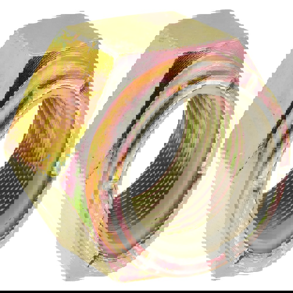 Hex Lock Nut: Insert Lock, Nylon Insert, 1-1/8-12, Grade 8 Steel, Yellow Zinc Dichromate Finish