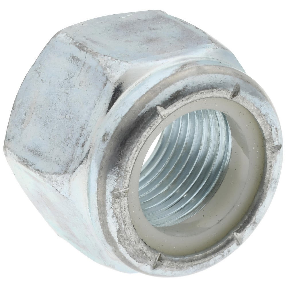 Hex Lock Nut: Insert, Nylon Insert, 3/4-16, Grade 8 Steel, Zinc-Plated