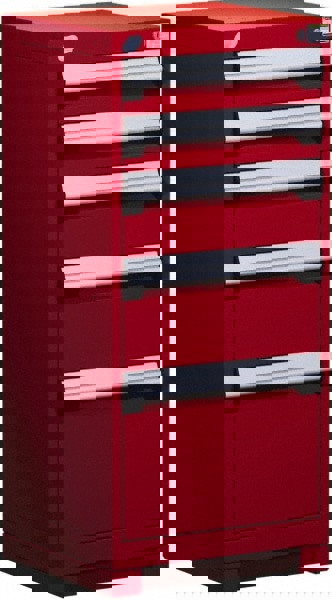 5 Drawer Flame Red Steel Modular Storage Cabinet