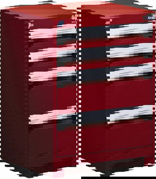 4 Drawer Flame Red Steel Modular Storage Cabinet