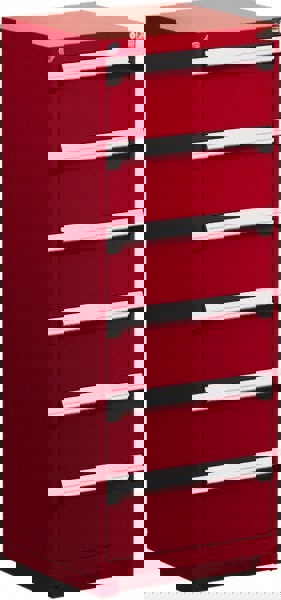 6 Drawer Flame Red Steel Modular Storage Cabinet