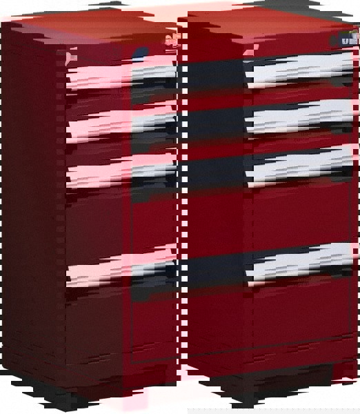 4 Drawer Flame Red Steel Modular Storage Cabinet