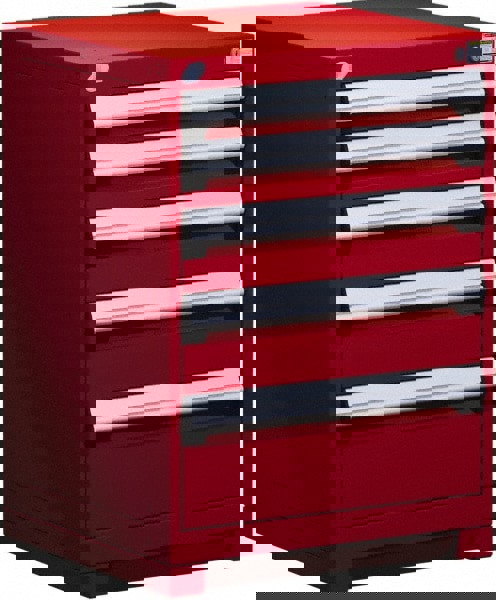 5 Drawer Flame Red Steel Modular Storage Cabinet