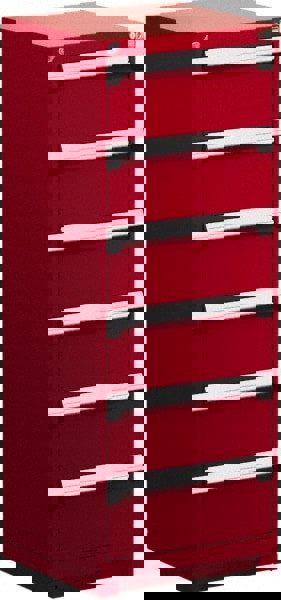 6 Drawer Flame Red Steel Modular Storage Cabinet