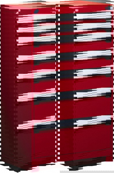 7 Drawer Flame Red Steel Modular Storage Cabinet