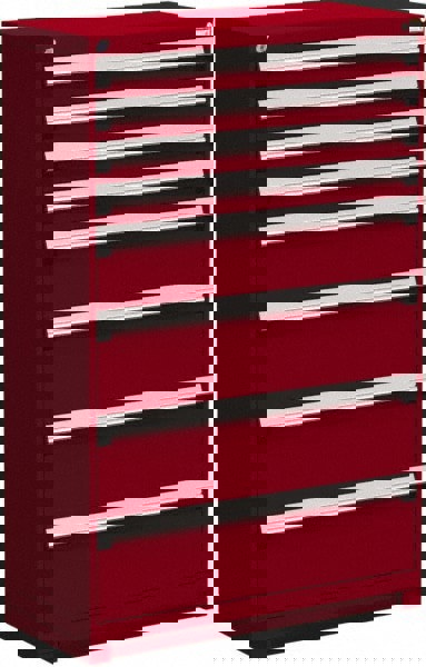 8 Drawer Flame Red Steel Modular Storage Cabinet