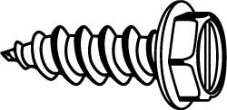 Sheet Metal Screw: #12, Hex Washer Head, Slotted Drive, 1-1/2