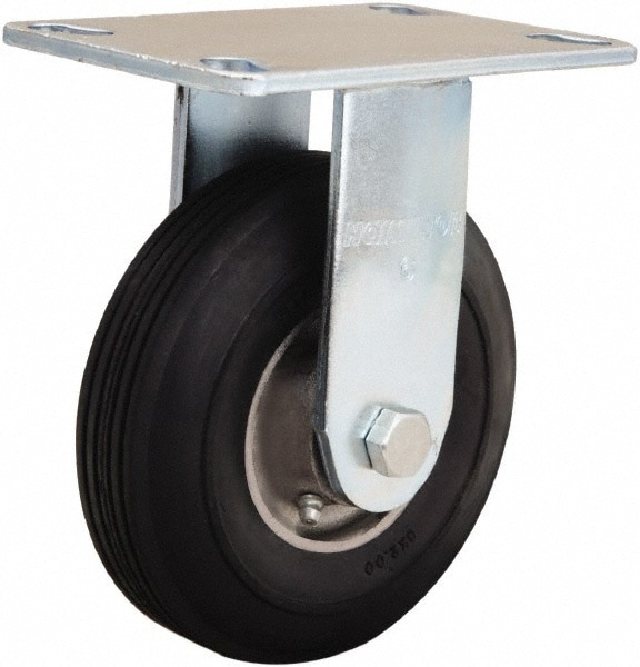 Rigid Top Plate Caster: Rubber, 6
