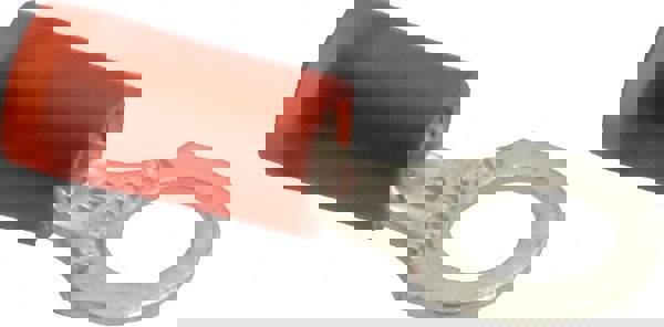 D Shaped Ring Terminal: Partially Insulated, 22 to 16 AWG, Crimp Connection