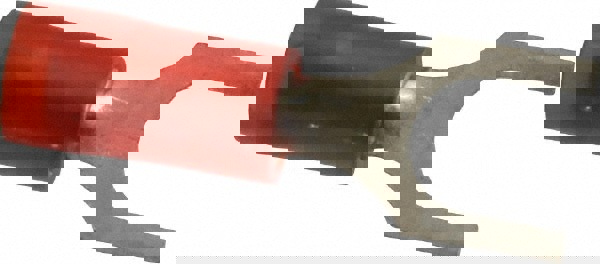 Standard Fork Terminal: Red, Nylon, Partially Insulated, #10 Stud, Crimp