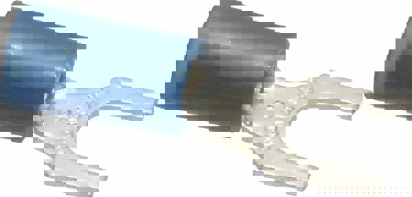 Standard Fork Terminal: Blue, Nylon, Partially Insulated, #8 Stud, Crimp