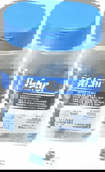 Locking Fork Terminal: Blue, Nylon, Partially Insulated, #8 Stud, Crimp