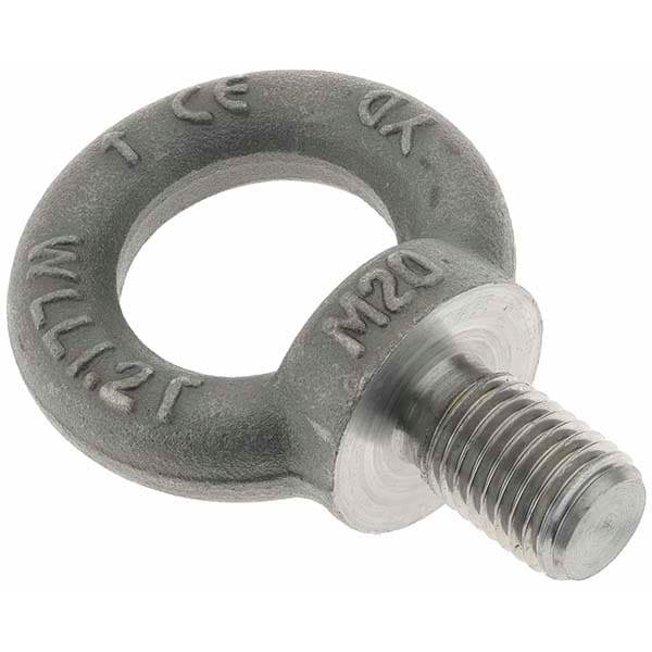 Fixed Lifting Eye Bolt: With Shoulder, M20 x 2.50 Thread, Grade C-15 Steel