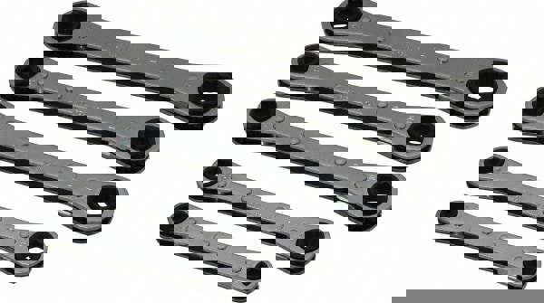 Ratcheting Box Wrench Set: 5 Pc, 11 x 13 mm 12 x 14 mm 15 x 17 mm 7 x 8 mm & 9 x 10 mm Wrench, Metric