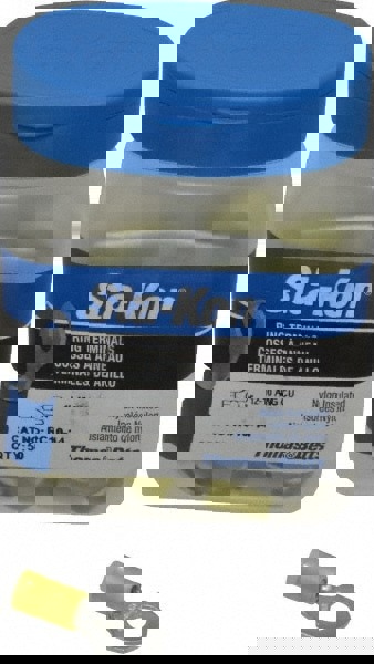 D Shaped Ring Terminal: Partially Insulated, 12 to 10 AWG, Crimp Connection