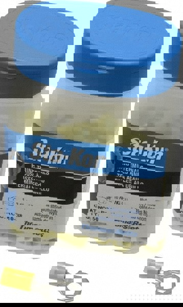 D Shaped Ring Terminal: Partially Insulated, 12 to 10 AWG, Crimp Connection